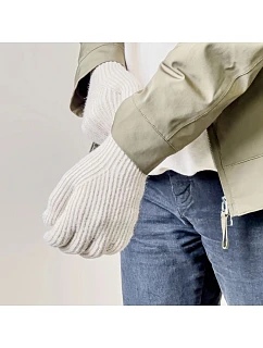 Pletené rukavice na telefon s výřezem na model 22083389 béžové - Hurtel