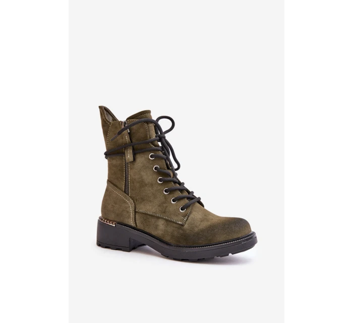 Wysokie Botki Workery Z Suwakami Zielone Maisa Wysokie Botki Workery Z Suwakami Zielone Maisa