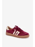 Dámské semišové sneakersy model 21704973 bordové - VINCEZA