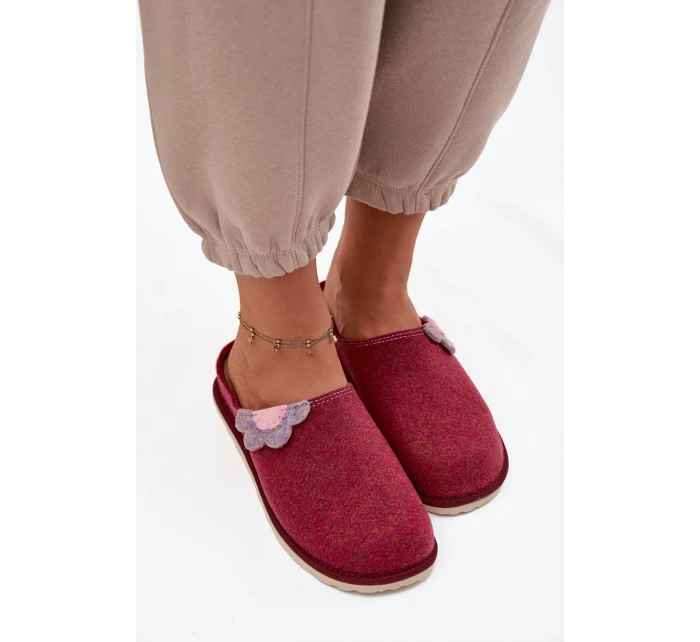 Dámské pantofle s květinou model 21714622 bordó - Inblu