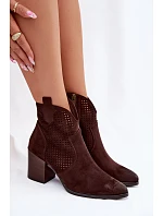 Dámské perforované kotníkové boty Vinceza 58640 Čokoládové