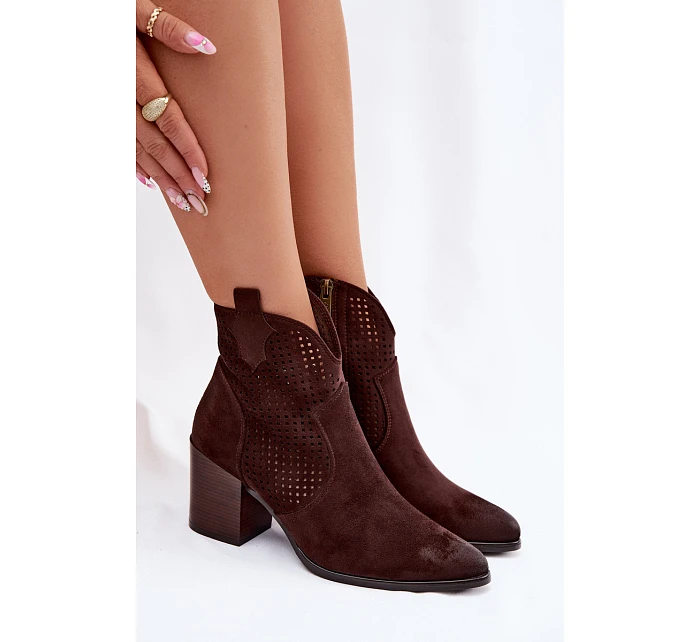 Dámské perforované kotníkové boty Vinceza 58640 Čokoládové