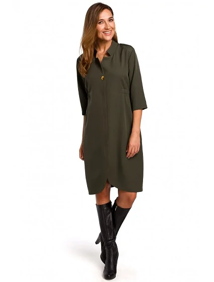 S189 Blejzrové šaty - khaki farba S189 Blejzrové šaty - khaki farba