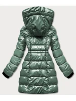 Dámska obojstranná bunda v zelenej metalíze (b8070-10)