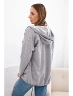 Dámska mikina s kapucňou a sťahovacou šnúrkou šedá