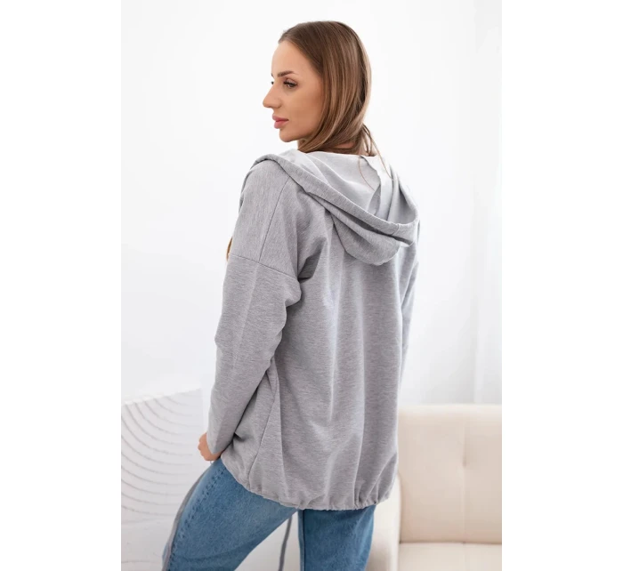 Dámska mikina s kapucňou a sťahovacou šnúrkou šedá