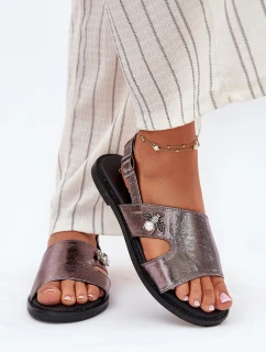 Dámské Ploché Sandály S Dekorativním Detalem Stříbrné model 21697232 - VINCEZA