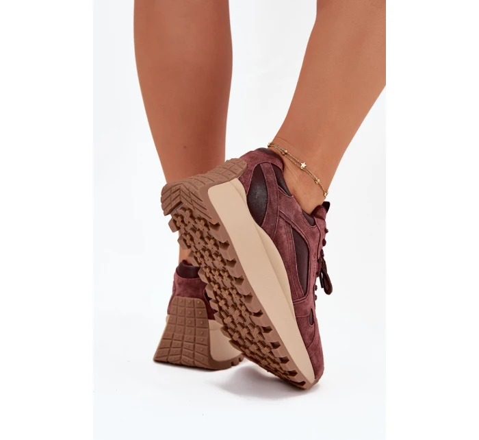 Kožené Sneakersy Na Platformě Dámské Big Star model 21705723 HIPOLY SYSTEM Bordové - Big Star Shoes