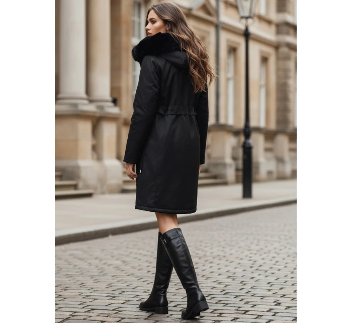 Dámská zimní bunda parka s kožešinou černá Dstreet model 21991636 - FashionStreet