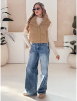 Dámská prošívaná tmavě béžová vesta Dstreet model 21991832 - FashionStreet Dámská prošívaná tmavě béžová vesta Dstreet model 21991832 - FashionStreet