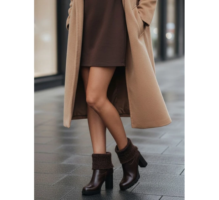 Dámské boty na podpatku hnědé Dstreet model 21994966 - FashionStreet