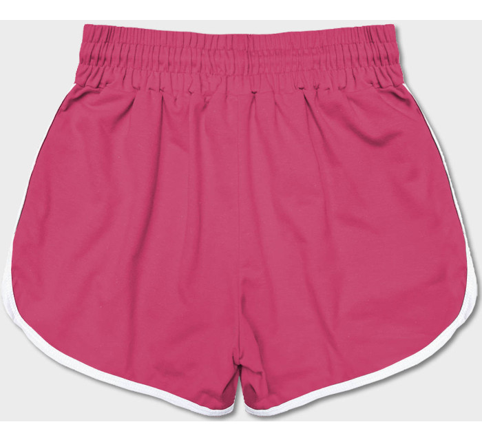 Ružové dámske šortky s kontrastnou lemovkou (8K208-19)