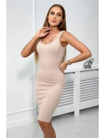 Súprava blúzka + pruhované šaty béžová