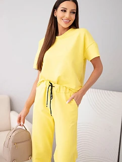 Dámska bavlnená blúzka s krátkym rukávom a tepláky Yellow