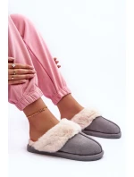 Dámské Pantofle s Kožešinou Šedé model 21563584 - Boto