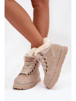 Semišové sněhule dámské na platformě s kožíškem Big Star model 21786619 béžové - Big Star Shoes