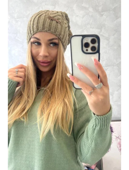 Čepice s fleecem Paulina khaki model 20834862 - Oliwier Čepice s fleecem Paulina khaki model 20834862 - Oliwier