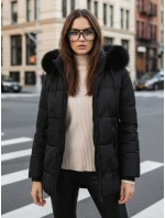 Dámska zimná prešívaná bunda s kapucňou čierna FashionStreet TY5330 Dámska zimná prešívaná bunda s kapucňou čierna FashionStreet TY5330