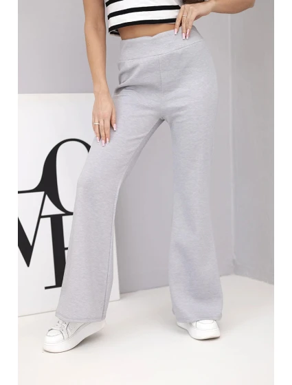 Dámské kalhoty s se nohavicí šedé model 21893651 - K-Fashion