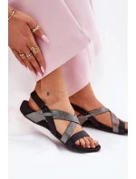 Płaskie Skórzane Sandały Damskie Zazoo 40032 Czarne