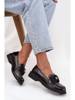 Lakierowane Mokasyny Damskie Z Kokardką S.Barski HY52-319A Czarne