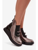 Dámské kotníkové boty na platformě D&A MR52-106 metalické