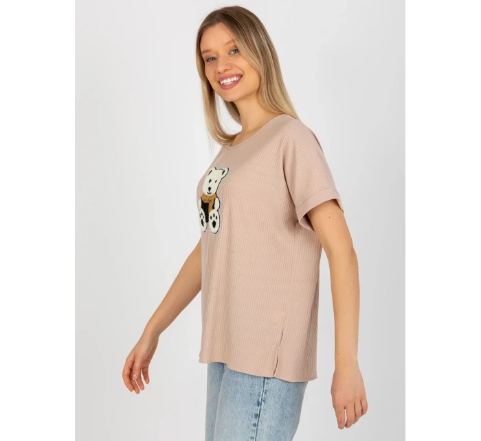 Dámská halenka LK BZ model 18309976 béžová - FPrice Dámská halenka LK BZ model 18309976 béžová - FPrice