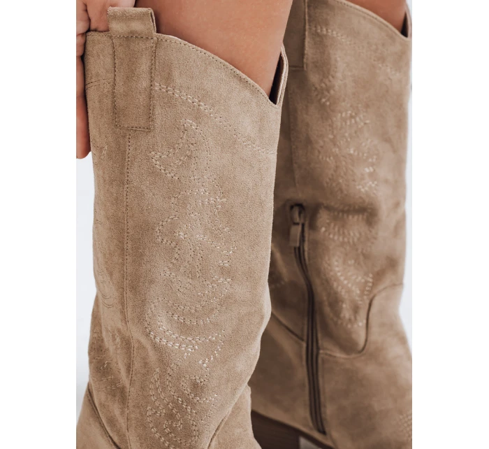 Dámske kovbojské topánky béžové Dstreet ZY1091