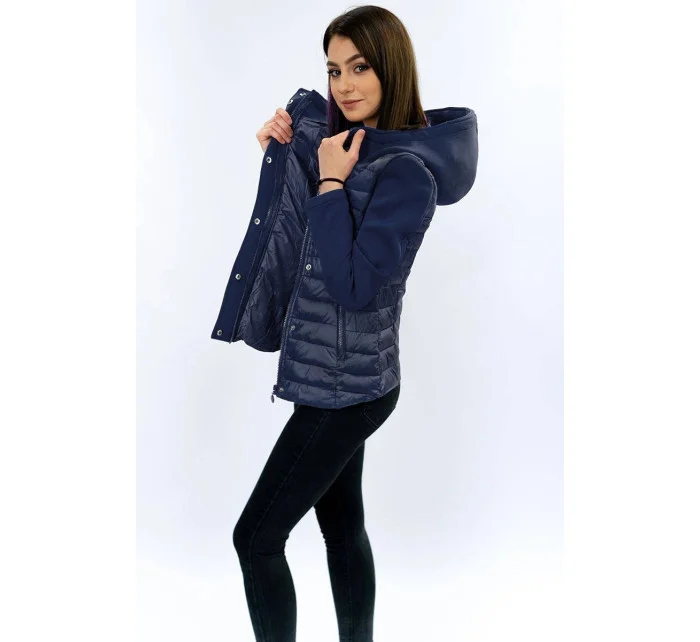Tmavo modrá prešívaná bunda s neoprénom (B1062-30)