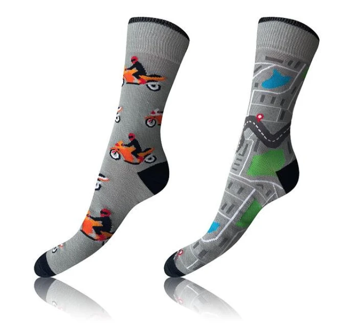 Veselé ponožky 2 páry CRAZY SOCKS 2x - BELLINDA - sivé