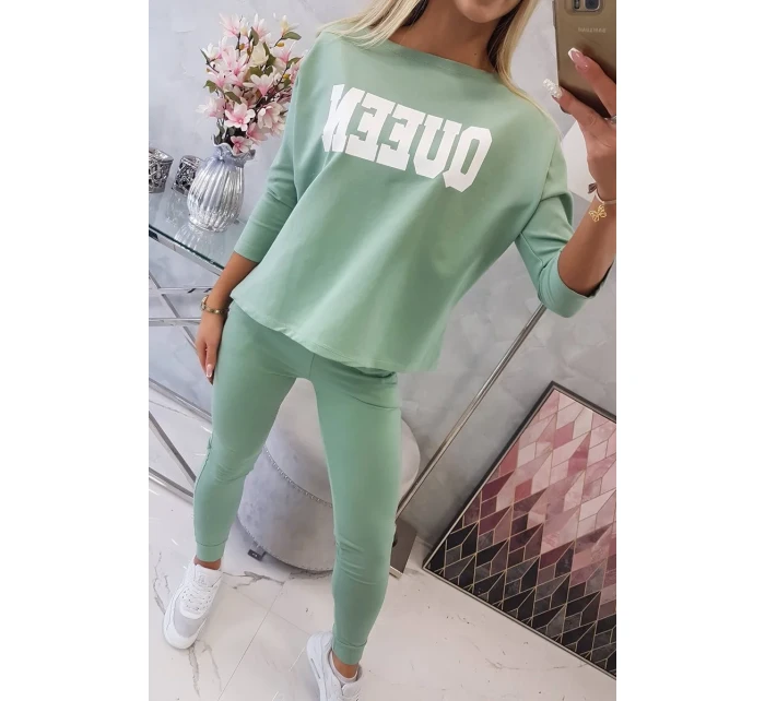 Sada s potiskem Queen tmavě mátová Sada s potiskem Queen tmavě mátová