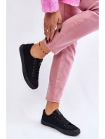 Damskie Wiązane Klasyczne Trampki Czarne Eleya