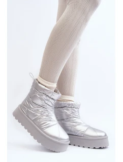 Śniegowce Damskie Na Masywnej Platformie Srebrne Fionia