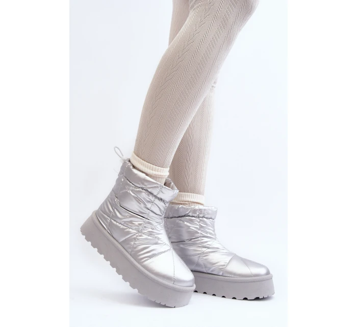 Śniegowce Damskie Na Masywnej Platformie Srebrne Fionia Śniegowce Damskie Na Masywnej Platformie Srebrne Fionia