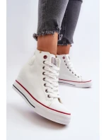 Trampki Damskie Na Koturnie Cross Jeans NN2R4004 Białe