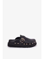 Dámske kožené papuče na platforme Big Star - čierne Dámske kožené papuče na platforme Big Star - čierne