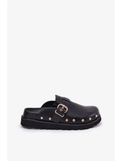 Dámske kožené papuče na platforme Big Star - čierne