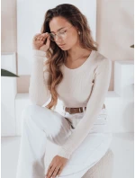 Dámský žebrovaný svetr ecru Dstreet model 21990954 - FashionStreet