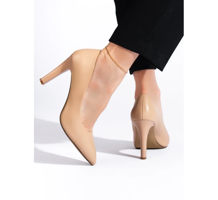 Moderní lodičky hnědé dámské na širokém podpatku Moderní lodičky hnědé dámské na širokém podpatku