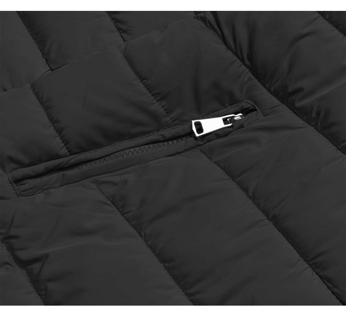 Tehlovo-čierna obojstranná dámska zimná bunda (2M-21508)