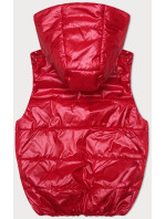 Červená páperová vesta s odnímateľnou kapucňou (B8247-4)