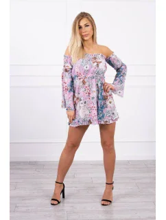 Španielske kvetinové fialové šaty