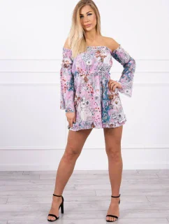 Španělské květinové fialové šaty