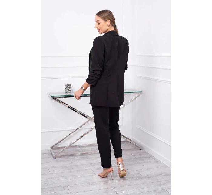 Elegantná súprava saka a nohavíc čiernej farby