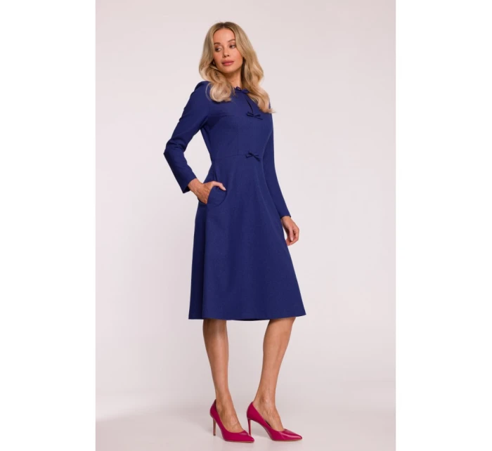 S413 Šaty s mašľou - modré S413 Šaty s mašľou - modré