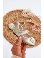 Detské balerínky so zapínaním na suchý zips a zlatým servítkovým zdobením Detské balerínky so zapínaním na suchý zips a zlatým servítkovým zdobením