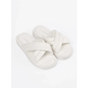 Trendy bílé  nazouváky dámské platforma