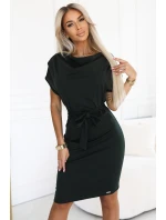 240-7 ROXI šaty s asymetrickou sukňou a opaskom - KHAKI 240-7 ROXI šaty s asymetrickou sukňou a opaskom - KHAKI