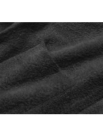 Dlhý čierny vlnený prehoz cez oblečenie typu alpaka s kapucňou (M105-1)