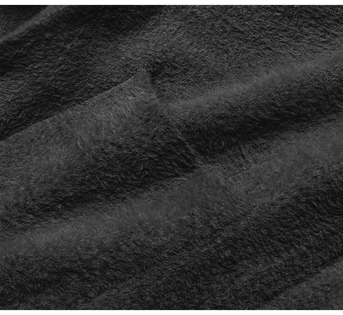 Dlhý čierny vlnený prehoz cez oblečenie typu alpaka s kapucňou (M105-1)